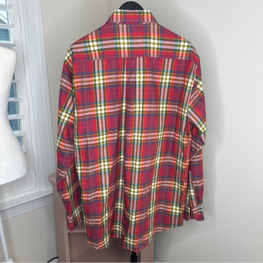 Viyella Men's Red Plaid Long-Sleeve Button-Down Shirt Cotton/Wool Large - Picture 2 of 4